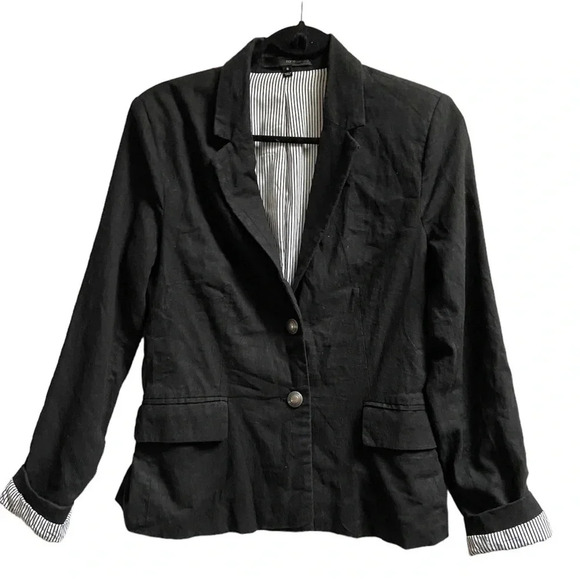 Harve Benard black  linen blazer Sz 6 - Picture 3 of 13